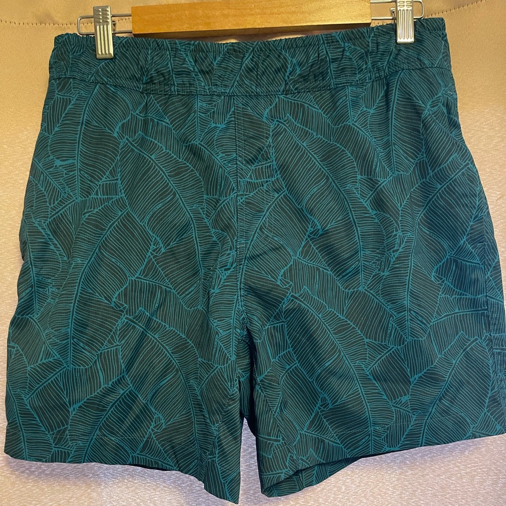 Mack Weldon Teal Leaf Pattern Shorts Swim Trunks